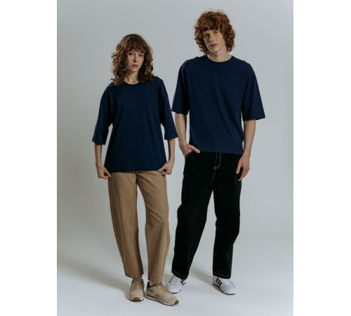 Футболка оверсайз унисекс Base Space, темно-синяя