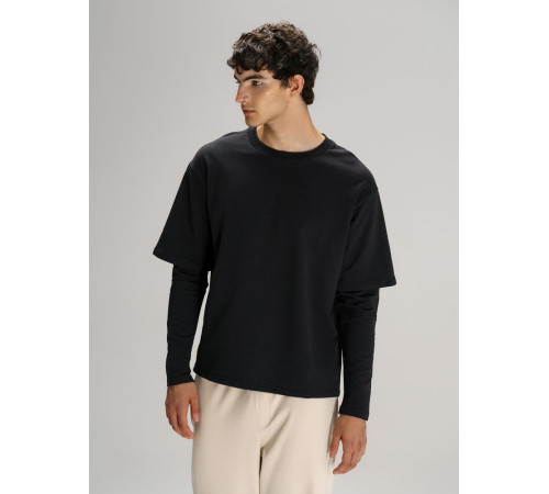 Футболка оверсайз с двойным рукавом Kosmos, черная