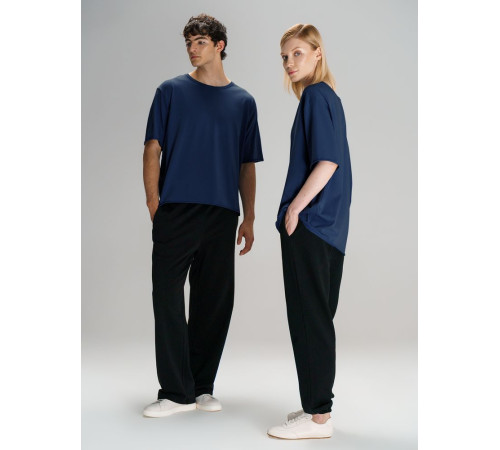 Футболка оверсайз унисекс Vozduh, темно-синяя