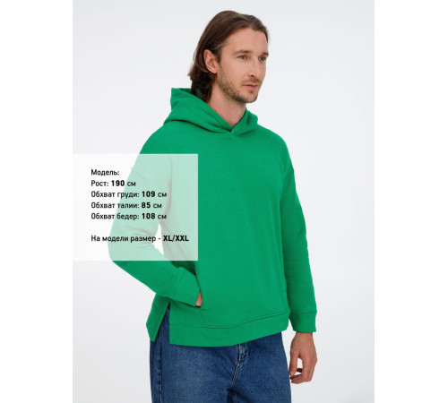 Худи оверсайз унисекс Tolla, зеленое