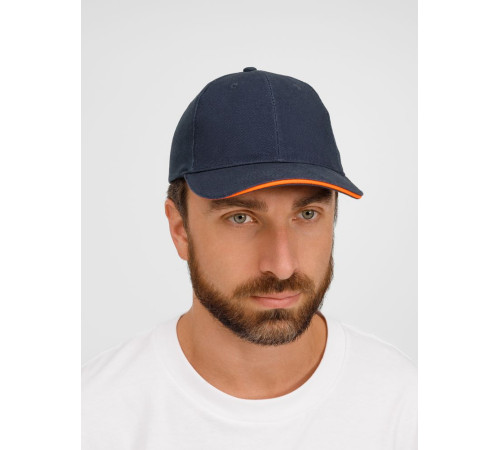 Бейсболка Buffalo, темно-синяя с неоново-оранжевым