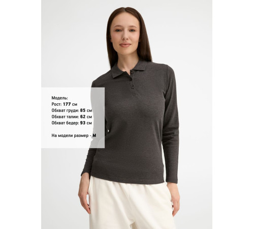 Рубашка поло женская с длинным рукавом Perfect LSL Women, черный меланж