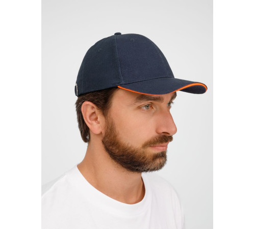 Бейсболка Buffalo, темно-синяя с неоново-оранжевым