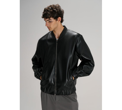 Бомбер из искусственной кожи Univer, черный