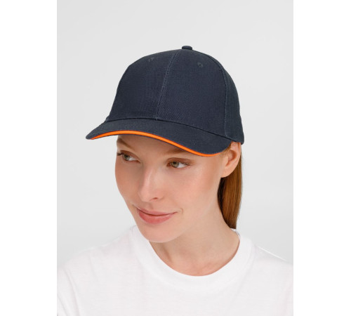 Бейсболка Buffalo, темно-синяя с неоново-оранжевым