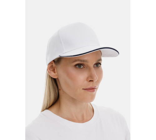 Бейсболка Long Beach, белая с темно-синим