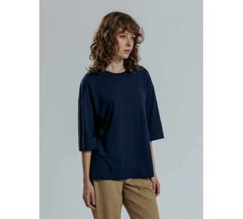 Футболка оверсайз унисекс Base Space, темно-синяя