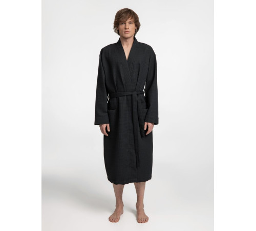 Халат вафельный Kimono, черный