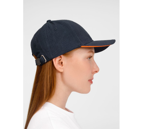 Бейсболка Buffalo, темно-синяя с неоново-оранжевым