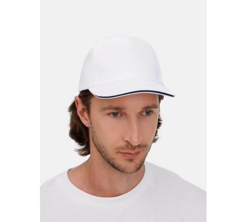 Бейсболка Long Beach, белая с темно-синим