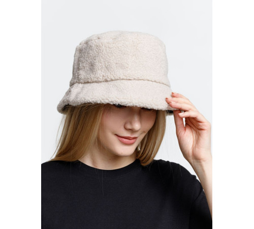 Панама Bucket двусторонняя утепленная, темно-серая с бежевым
