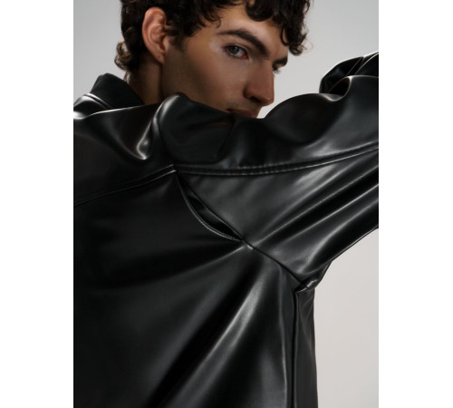 Бомбер из искусственной кожи Univer, черный