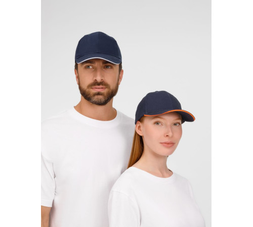 Бейсболка Buffalo, темно-синяя с неоново-оранжевым