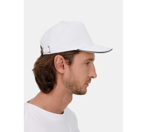 Бейсболка Long Beach, белая с темно-синим