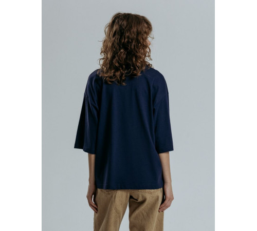 Футболка оверсайз унисекс Base Space, темно-синяя