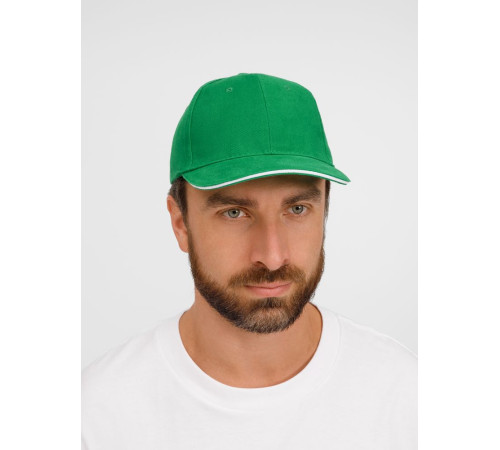 Бейсболка Buffalo, ярко-зеленая с белым