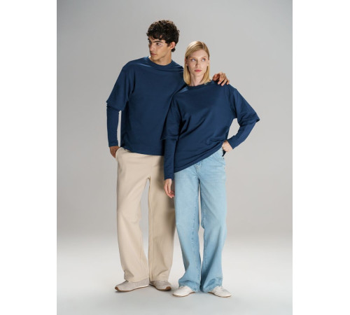 Футболка оверсайз с двойным рукавом Kosmos, темно-синяя