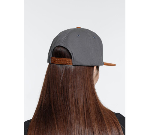 Бейсболка Foreside с прямым козырьком, серая с коричневым