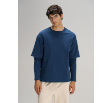 Футболка оверсайз с двойным рукавом Kosmos, темно-синяя