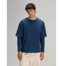 Футболка оверсайз с двойным рукавом Kosmos, темно-синяя