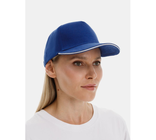 Бейсболка Classic 2.0, ярко-синяя с белым кантом