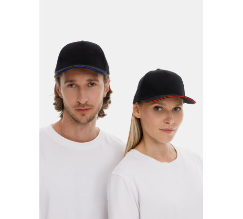 Бейсболка Long Beach, черная с ярко-синим