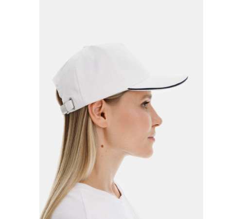 Бейсболка Classic 2.0, белая с темно-синим кантом