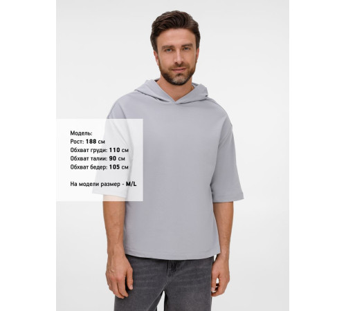 Футболка оверсайз унисекс с капюшоном Neofit, светло-серая
