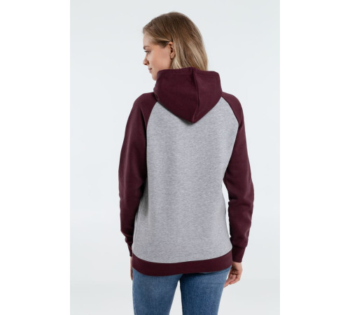 Толстовка унисекс Seattle, серый меланж с бордовым