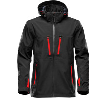 Куртка софтшелл мужская Patrol, черная с красным