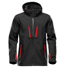 Куртка софтшелл мужская Patrol, черная с красным