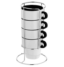 Набор из 4 кружек Inset с подставкой, черный