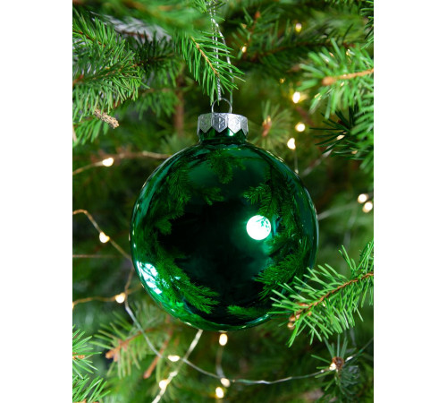 Елочный шар Finery Gloss, 10 см, глянцевый зеленый