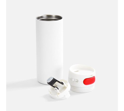 Термостакан X1 с цветной кнопкой, белый с красным