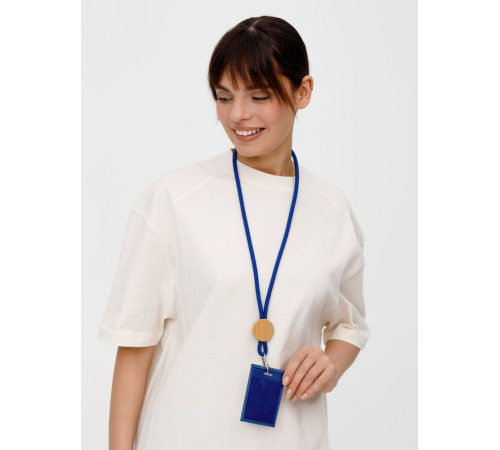Шнурок для бейджа Tube Wood, синий
