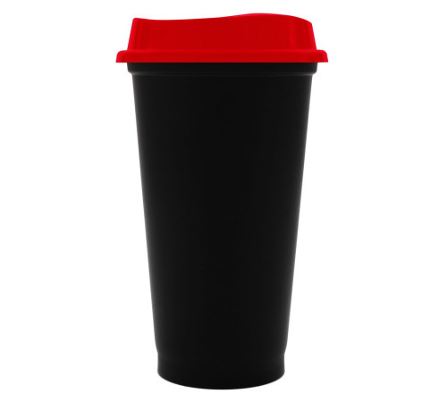 Стакан с крышкой Color Cap Black, черный с красным
