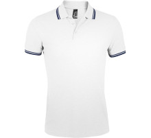 Рубашка поло мужская Pasadena Men 200 с контрастной отделкой, белая с синим