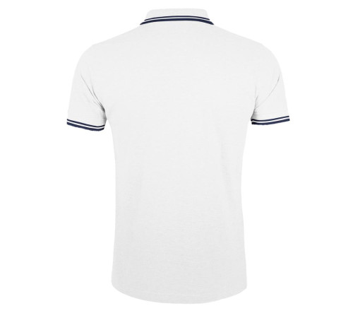 Рубашка поло мужская Pasadena Men 200 с контрастной отделкой, белая с синим