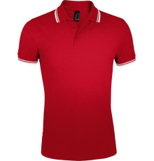 Рубашка поло мужская Pasadena Men 200 с контрастной отделкой, красная с белым