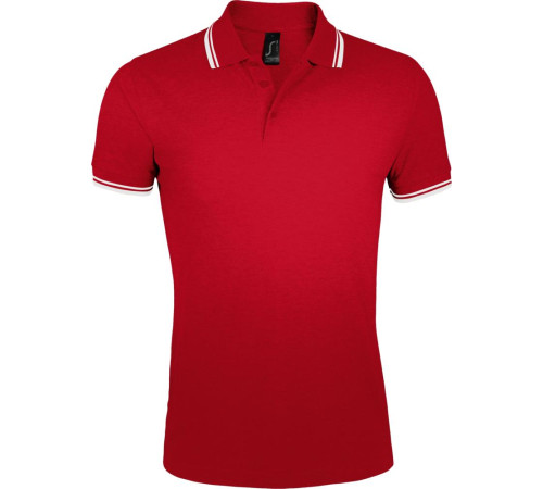 Рубашка поло мужская Pasadena Men 200 с контрастной отделкой, красная с белым