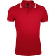 Рубашка поло мужская Pasadena Men 200 с контрастной отделкой, красная с белым
