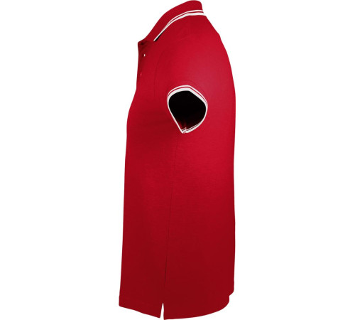 Рубашка поло мужская Pasadena Men 200 с контрастной отделкой, красная с белым