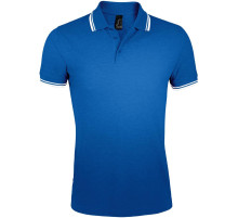 Рубашка поло мужская Pasadena Men 200 с контрастной отделкой, ярко-синяя с белым