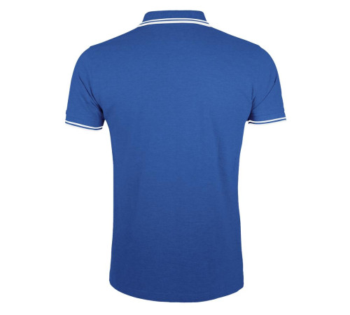 Рубашка поло мужская Pasadena Men 200 с контрастной отделкой, ярко-синяя с белым