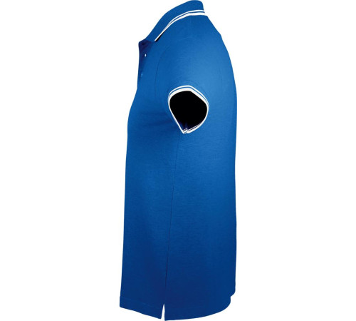 Рубашка поло мужская Pasadena Men 200 с контрастной отделкой, ярко-синяя с белым