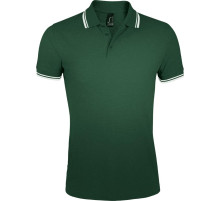 Рубашка поло мужская Pasadena Men 200 с контрастной отделкой, зеленая с белым