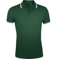 Рубашка поло мужская Pasadena Men 200 с контрастной отделкой, зеленая с белым