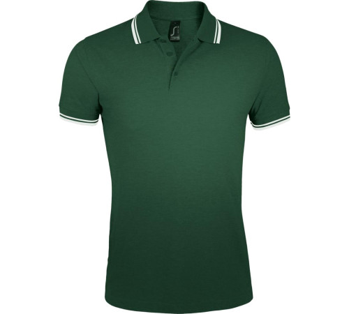 Рубашка поло мужская Pasadena Men 200 с контрастной отделкой, зеленая с белым