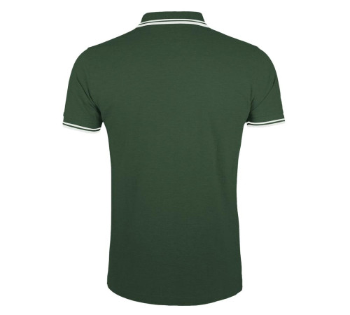 Рубашка поло мужская Pasadena Men 200 с контрастной отделкой, зеленая с белым