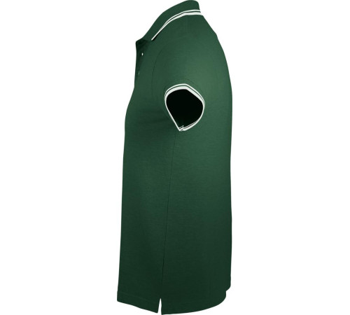 Рубашка поло мужская Pasadena Men 200 с контрастной отделкой, зеленая с белым